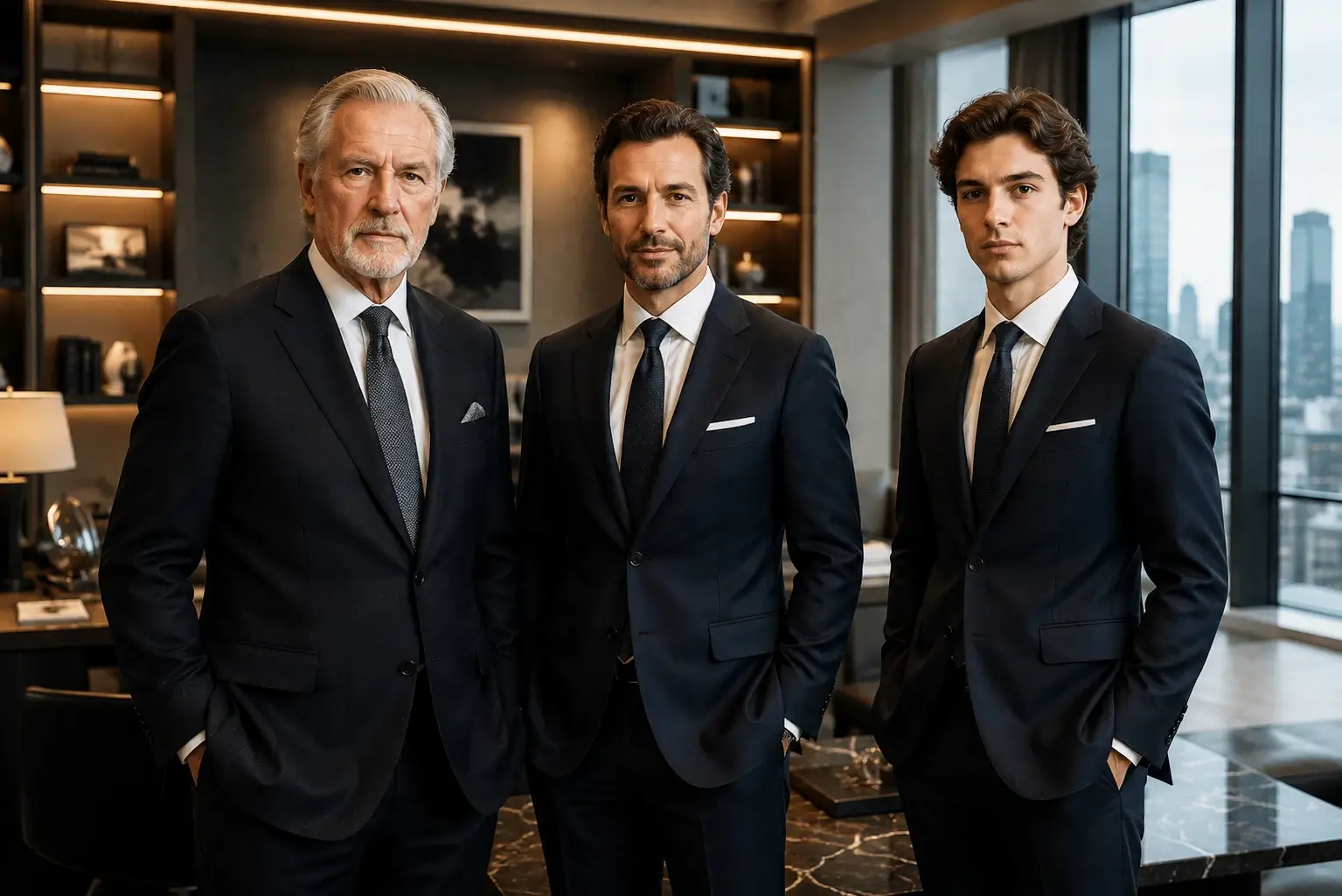 Tres generaciones de ejecutivos de una marca de lujo