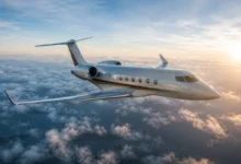 Jet privado en pleno vuelo
