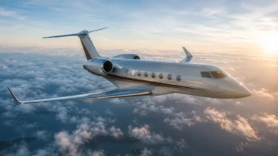 Jet privado en pleno vuelo