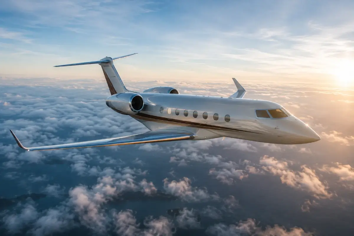 Jet privado en pleno vuelo