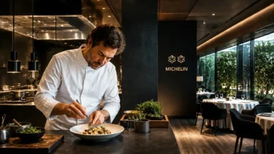 Un chef en su restaurante de alta cocina