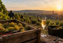 Vendimia de uvas para el champagne